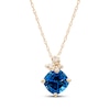 Thumbnail Image 0 of Cushion-Cut London Blue Topaz & Diamond Accent Butterfly Necklace 10K Yellow Gold 18"