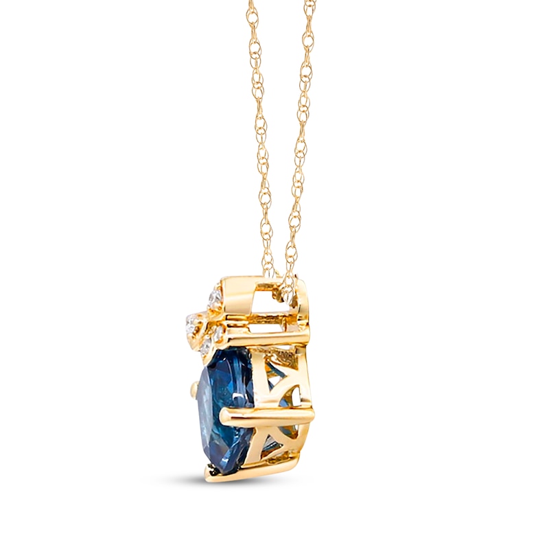 Main Image 2 of Cushion-Cut London Blue Topaz & Diamond Accent Butterfly Necklace 10K Yellow Gold 18&quot;