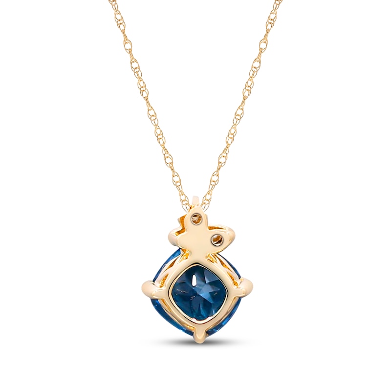 Main Image 3 of Cushion-Cut London Blue Topaz & Diamond Accent Butterfly Necklace 10K Yellow Gold 18&quot;
