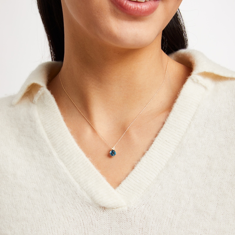 Main Image 4 of Cushion-Cut London Blue Topaz & Diamond Accent Butterfly Necklace 10K Yellow Gold 18&quot;