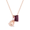 Thumbnail Image 2 of Toi et Moi Pear-Shaped Morganite & Emerald-Cut Rhodolite Garnet Necklace 10K Rose Gold 18&quot;