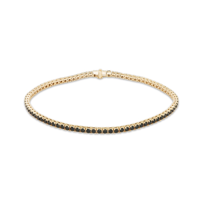 Main Image 1 of Men's Black Diamond Tennis Bracelet 5 ct tw 10K Yellow Gold 8.5"