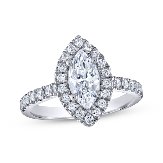 THE LEO Legacy Lab-Grown Diamond Marquise-Cut Engagement Ring 1-1/2 ct tw 14K White Gold