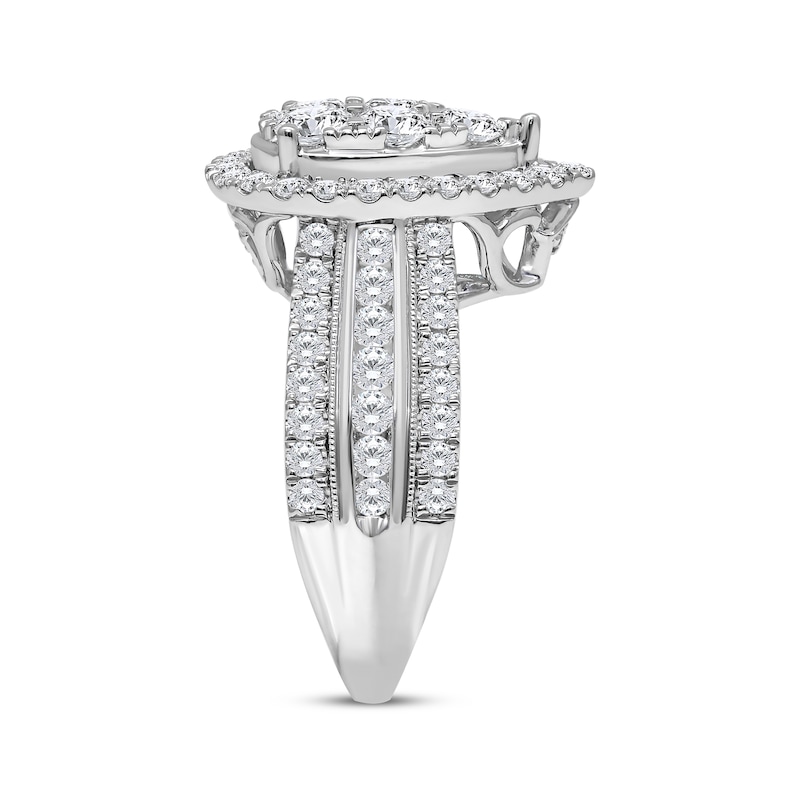 Multi-Diamond Pear Halo Engagement Ring 2 ct tw 10K White Gold