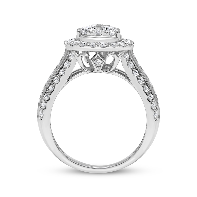 Multi-Diamond Pear Halo Engagement Ring 2 ct tw 10K White Gold