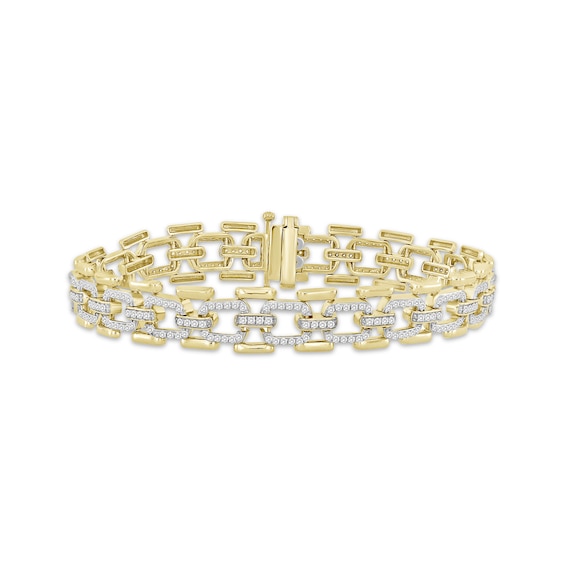 Linked Always Men's Diamond Chain Link Bracelet 2-1/4 ct tw 10K Yellow Gold 8.5"
