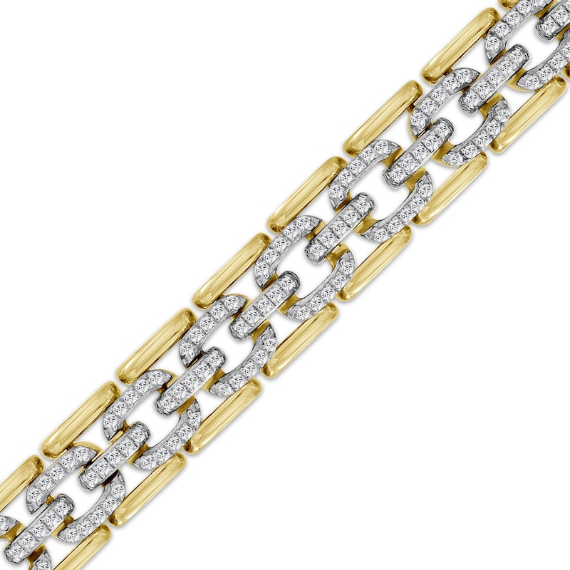 Main Image 2 of Linked Always Men's Diamond Chain Link Bracelet 2-1/4 ct tw 10K Yellow Gold 8.5"