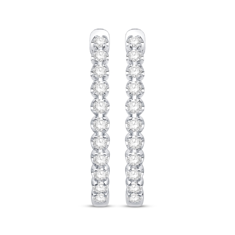 Main Image 2 of Diamond Oval Hoop Earrings 1/3 ct tw 10K White Gold