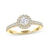 Thumbnail Image 1 of THE LEO Diamond Round-Cut Halo Engagement Ring 7/8 ct tw 14K Yellow Gold