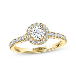 THE LEO Diamond Round-Cut Halo Engagement Ring 7/8 ct tw 14K Yellow Gold