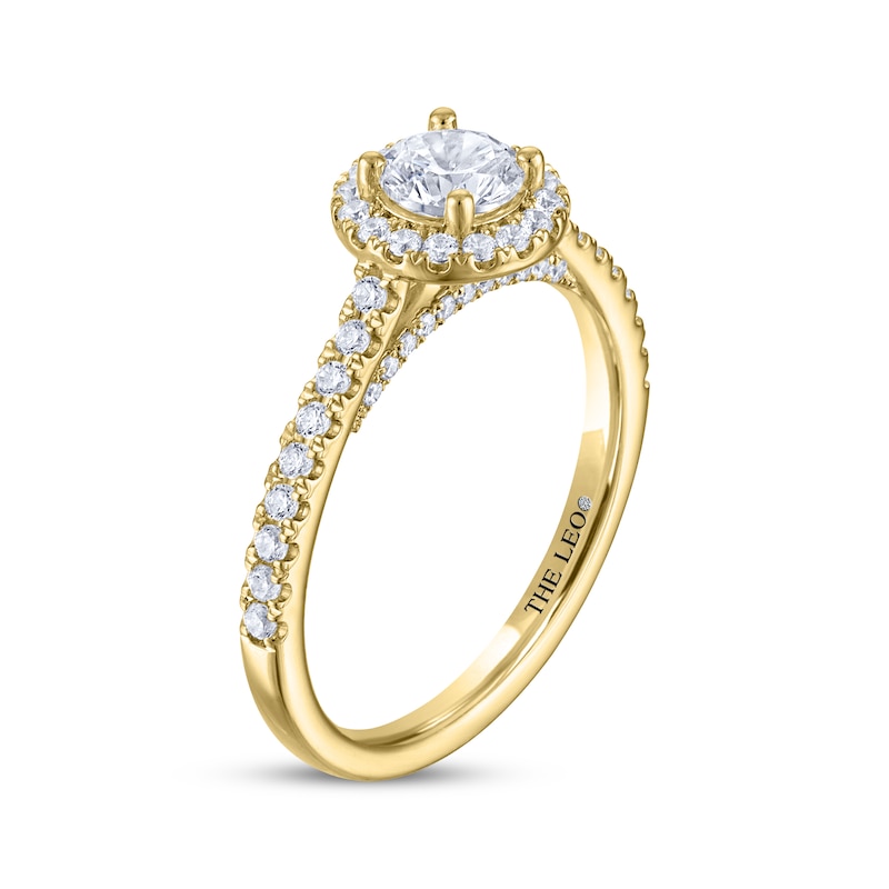 Main Image 2 of THE LEO Diamond Round-Cut Halo Engagement Ring 7/8 ct tw 14K Yellow Gold