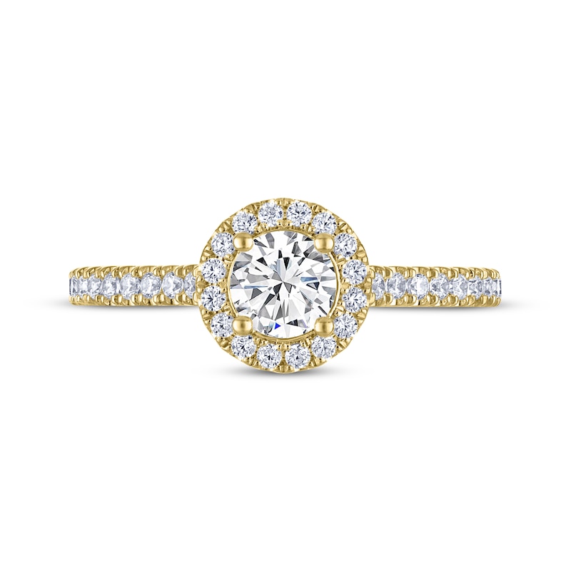 Main Image 3 of THE LEO Diamond Round-Cut Halo Engagement Ring 7/8 ct tw 14K Yellow Gold
