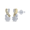 Thumbnail Image 1 of Multi-Diamond Center Twist Drop Earrings 1/5 ct tw 10K Two-Tone Gold