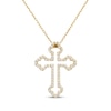 Thumbnail Image 1 of Diamond Open Trefoil Cross Necklace 1/4 ct tw 14K Yellow Gold 18&quot;