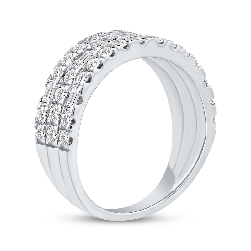Main Image 2 of Now + Forever Lab-Grown Diamonds Baguette & Round-Cut Three-Row Anniversary Ring 1-1/2 ct tw 14K White Gold
