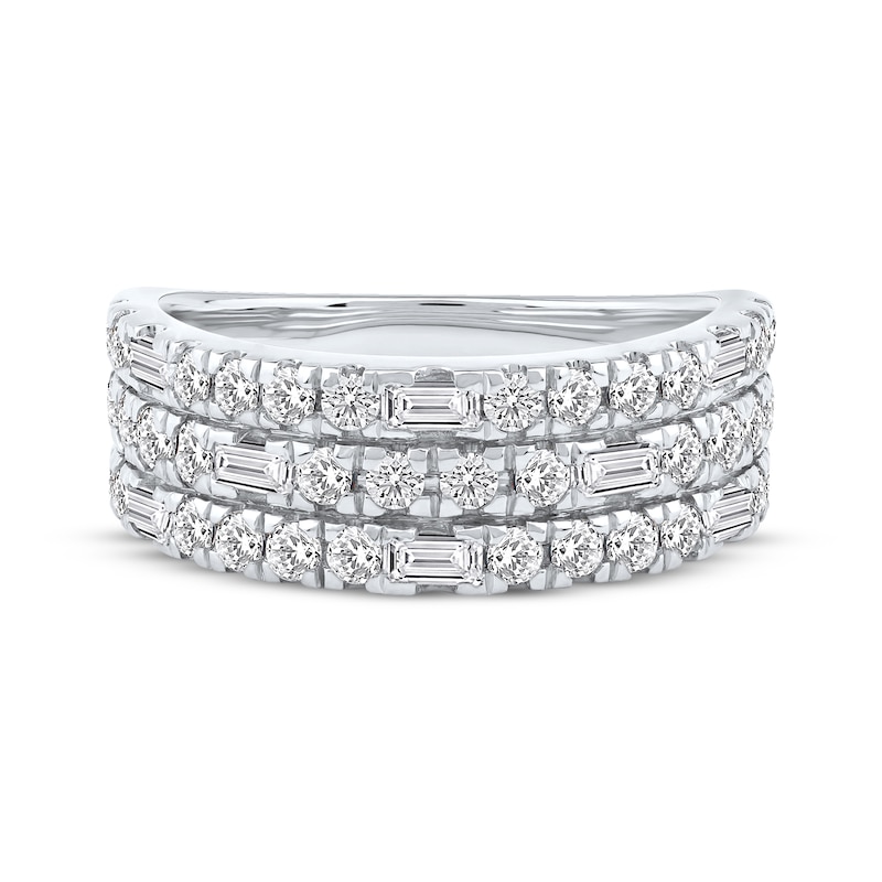 Lab-Created Diamonds by KAY Baguette & Round-Cut Three-Row Anniversary Ring 1-1/2 ct tw 14K White Gold