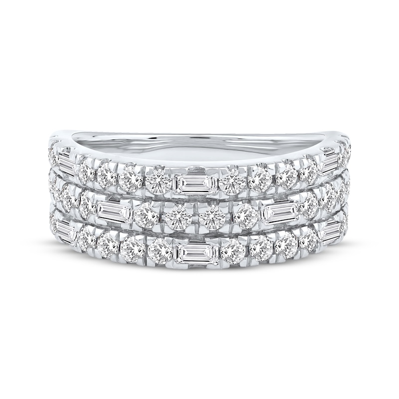 Main Image 3 of Now + Forever Lab-Grown Diamonds Baguette & Round-Cut Three-Row Anniversary Ring 1-1/2 ct tw 14K White Gold
