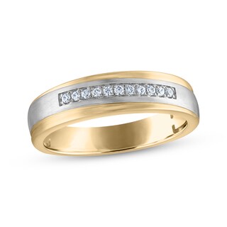 Lab Created Moissanite Men's Wedding Band - 1/4 Ct Double Row Round Cut In 14k Yellow Gold Over Sterling Silver