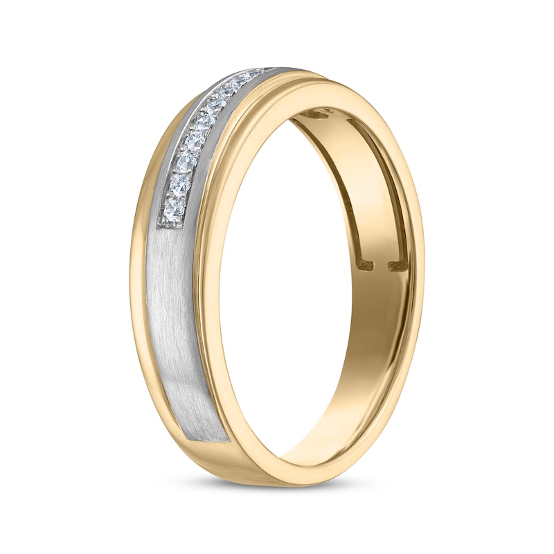 Main Image 2 of Now + Forever Men's Diamond Diagonal Wedding Band 1/10 ct tw 10K Two-Tone Gold