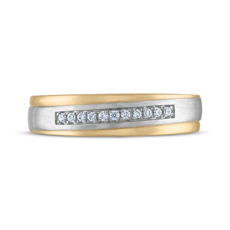 Main Image 3 of Now + Forever Men's Diamond Diagonal Wedding Band 1/10 ct tw 10K Two-Tone Gold