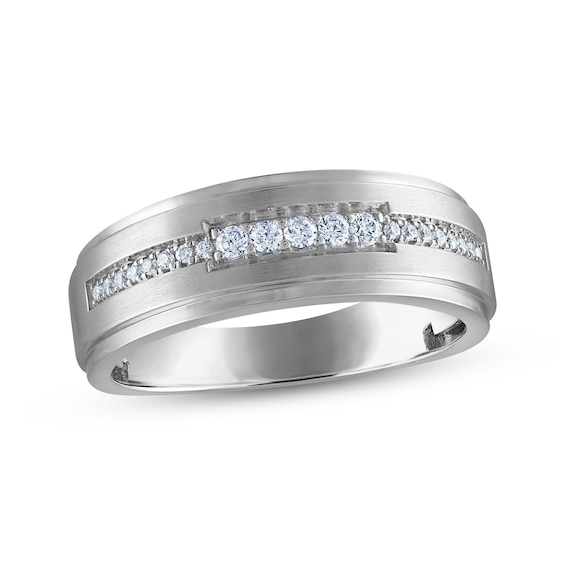 Now + Forever Men's Diamond Five-Stone Wedding Band 1/5 ct tw 10K White Gold