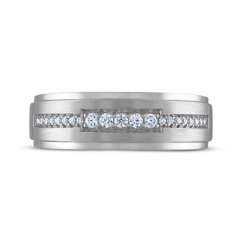 Main Image 3 of Now + Forever Men's Diamond Five-Stone Wedding Band 1/5 ct tw 10K White Gold