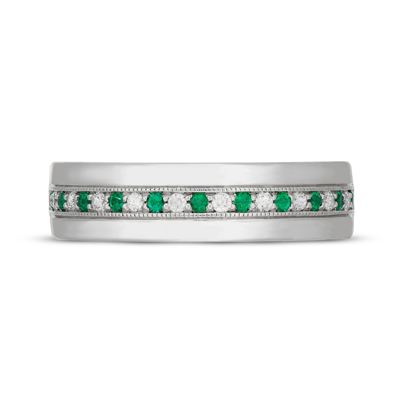 Main Image 3 of Neil Lane Men's Natural Emerald & Diamond Wedding Band 1/6 ct tw 14K White Gold