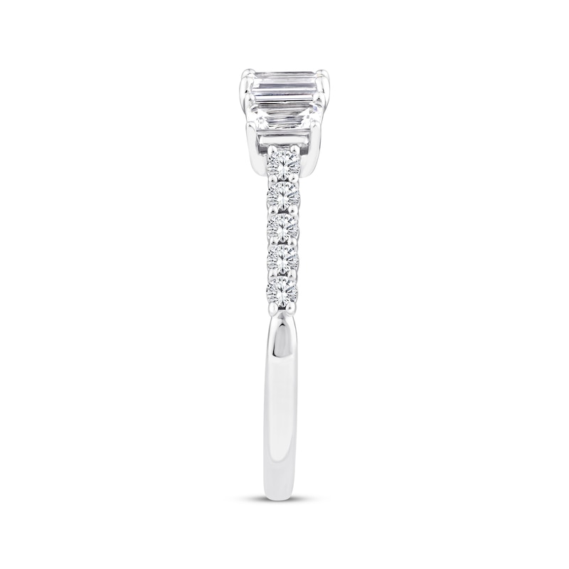 Main Image 2 of Memories Moments Magic Emerald-Cut Diamond Three-Stone Engagement Ring 1 ct tw 14K White Gold