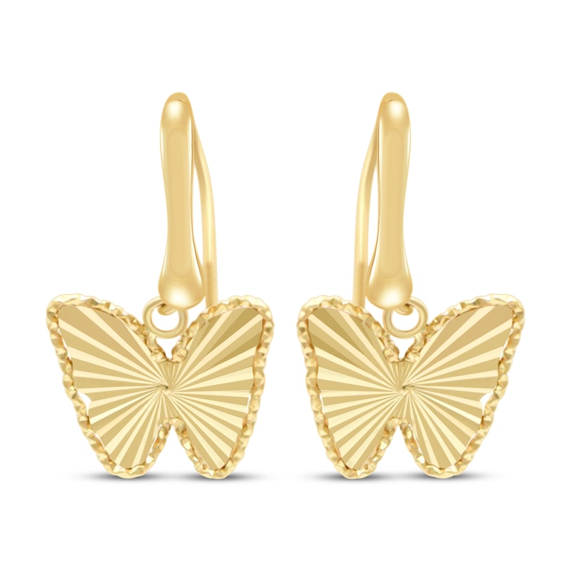 Main Image 2 of Diamond-Cut Butterfly Dangle Earrings 10K Yellow Gold