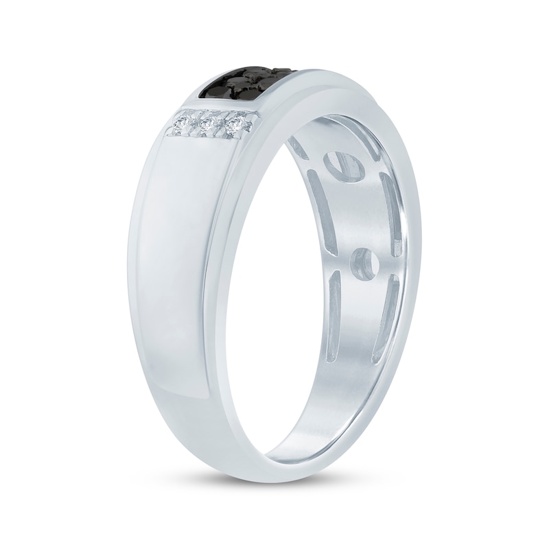 Main Image 2 of Now + Forever Men's Black & White Diamond Wedding Band 1/2 ct tw 10K White Gold