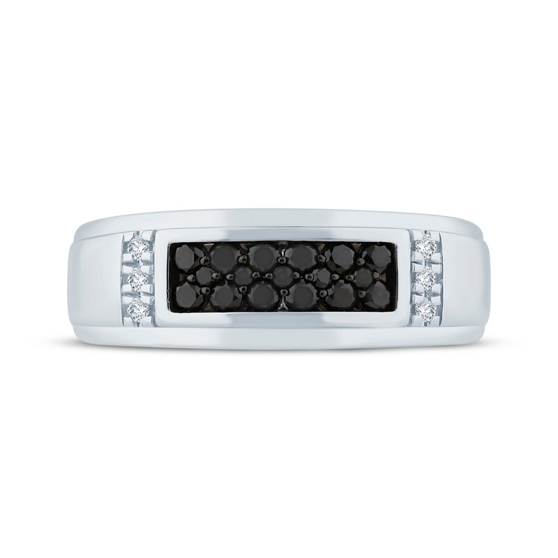 Main Image 3 of Now + Forever Men's Black & White Diamond Wedding Band 1/2 ct tw 10K White Gold