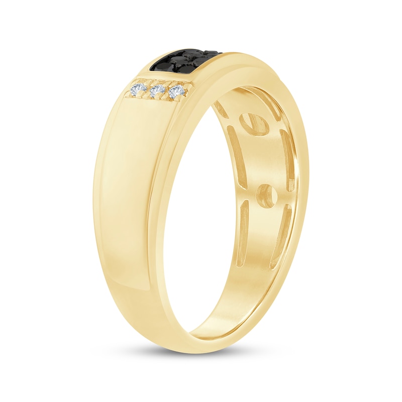Main Image 2 of Now + Forever Men's Black & White Diamond Wedding Band 1/2 ct tw 10K Yellow Gold