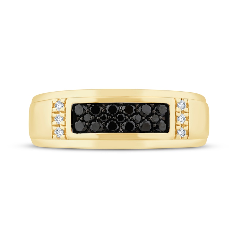 Main Image 3 of Now + Forever Men's Black & White Diamond Wedding Band 1/2 ct tw 10K Yellow Gold