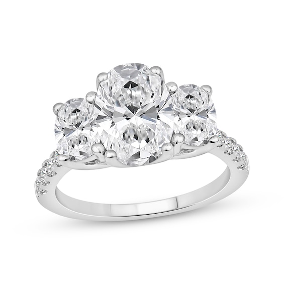 Memories Moments Magic Oval-Cut Lab-Grown Diamond Three-Stone Engagement Ring 3-1/4 ct tw 14K White Gold