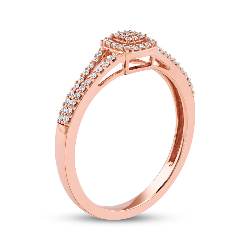 Main Image 2 of Multi-Diamond Cushion Halo Fashion Ring 1/6 ct tw 10K Rose Gold
