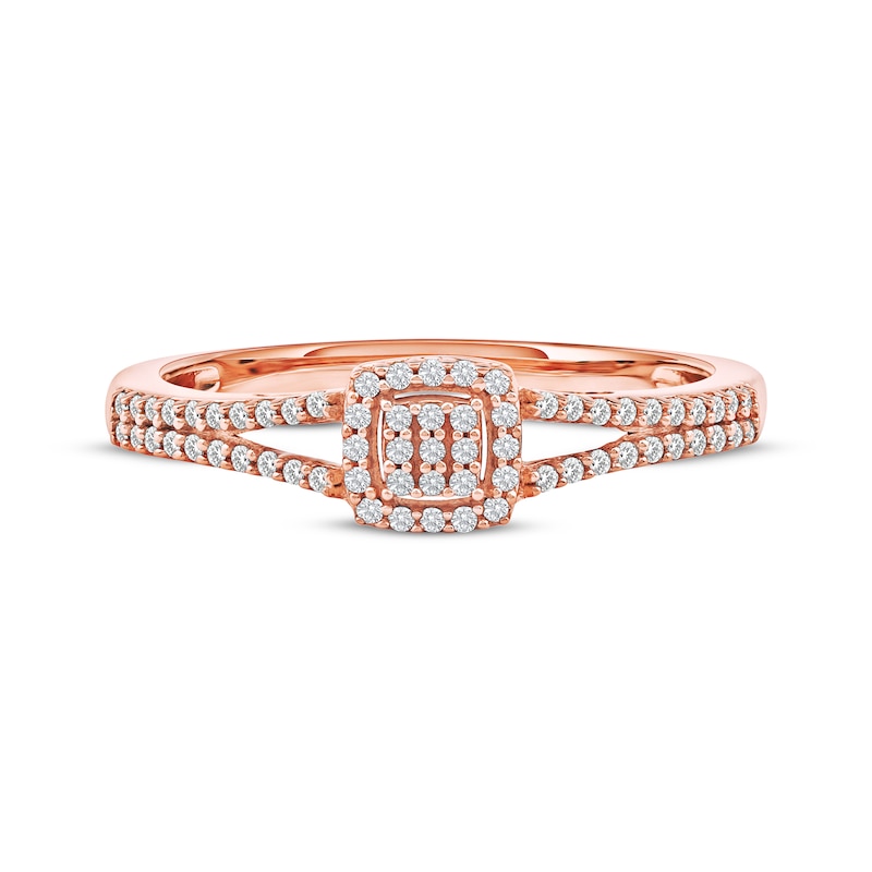 Main Image 3 of Multi-Diamond Cushion Halo Fashion Ring 1/6 ct tw 10K Rose Gold