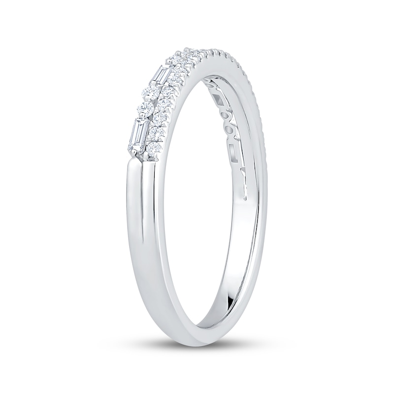 Main Image 2 of Now + Forever Baguette & Round-Cut Diamond Two-Row Anniversary Ring 1/3 ct tw 14K White Gold