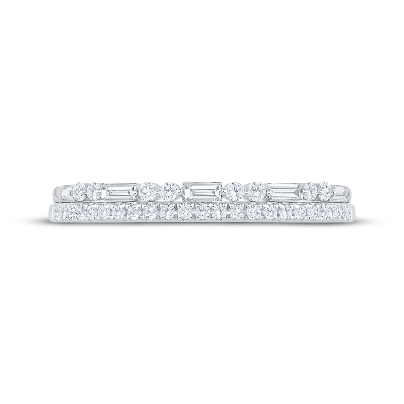 Main Image 3 of Now + Forever Baguette & Round-Cut Diamond Two-Row Anniversary Ring 1/3 ct tw 14K White Gold