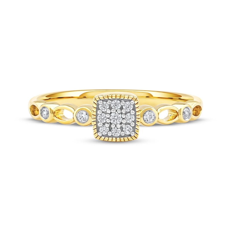 Main Image 3 of Multi-Diamond Cushion Frame Promise Ring 1/10 ct tw 10K Yellow Gold