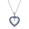 Thumbnail Image 1 of Blue Sapphire & Diamond Heart Necklace 1/10 ct tw Round-cut 10K White Gold 18"