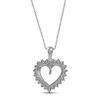 Thumbnail Image 3 of Blue Sapphire & Diamond Heart Necklace 1/10 ct tw Round-cut 10K White Gold 18"