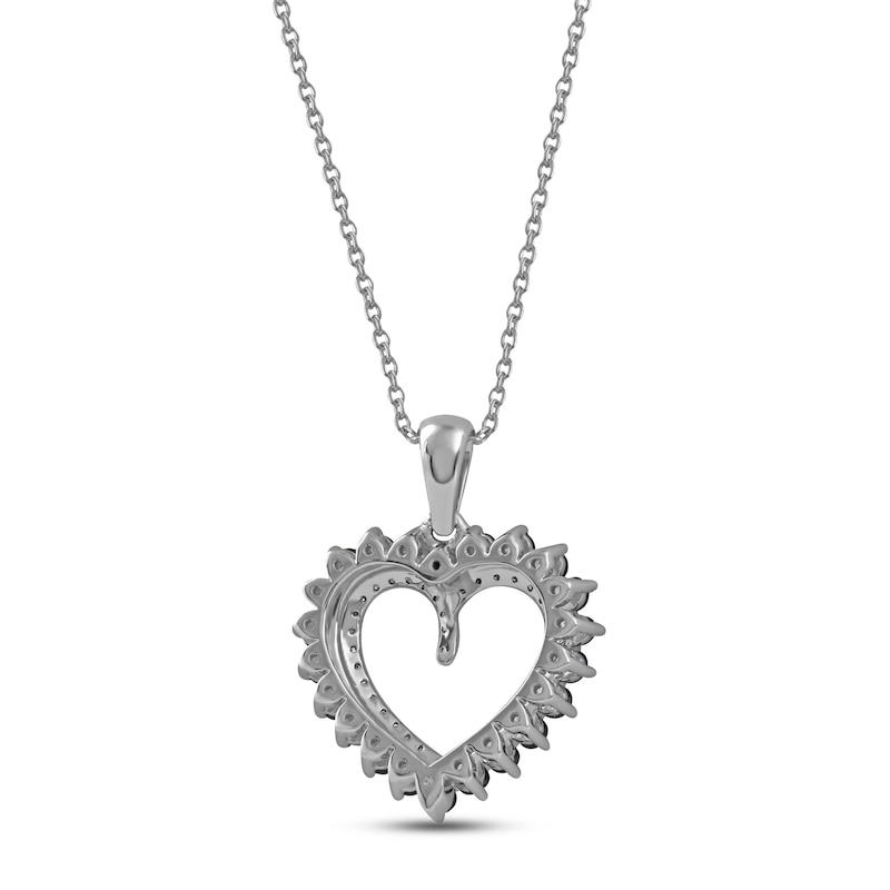 Main Image 3 of Blue Sapphire & Diamond Heart Necklace 1/10 ct tw Round-cut 10K White Gold 18"
