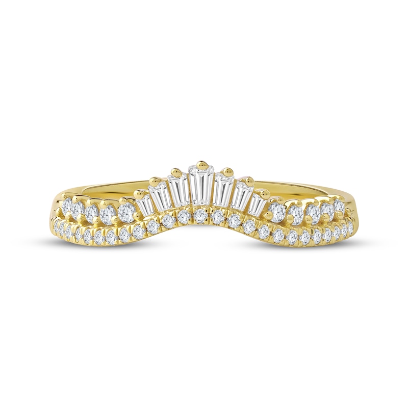 Main Image 3 of Now + Forever Baguette & Round-Cut Diamond Contour Wedding Band 1/3 ct tw 14K Yellow Gold