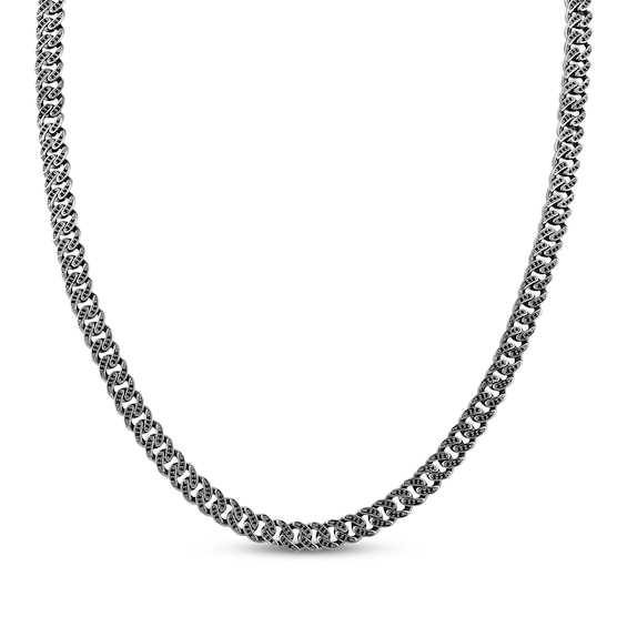 Ink & Ice Men's Black Diamond Curb Chain Necklace 3-1/2 ct tw Black Rhodium-Plated Sterling Silver 22"