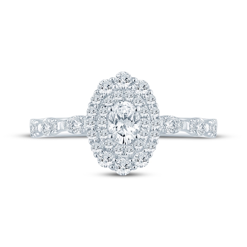 Main Image 3 of Now + Forever Oval-Cut Diamond Double Halo Engagement Ring 7/8 ct tw 14K White Gold
