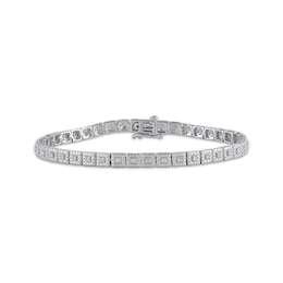 Diamond Square Link Bracelet 1/4 ct tw Sterling Silver 7.5"