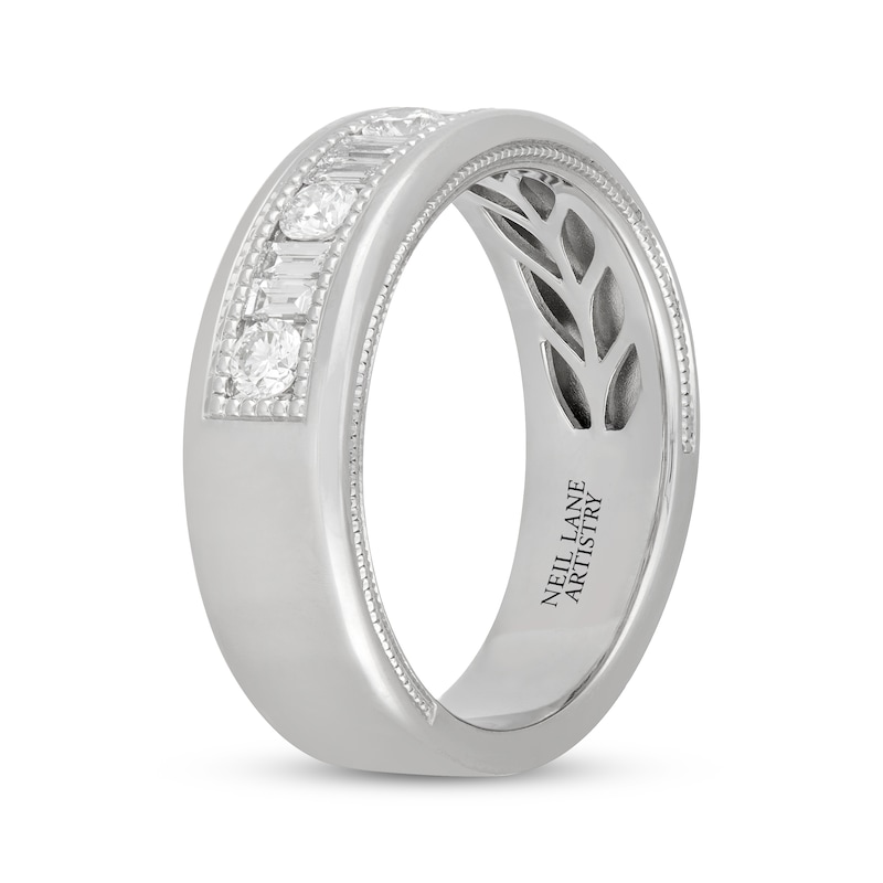 Main Image 2 of Neil Lane Artistry Men's Round & Baguette-Cut Lab-Grown Diamond Wedding Band 3/4 ct tw 14K White Gold