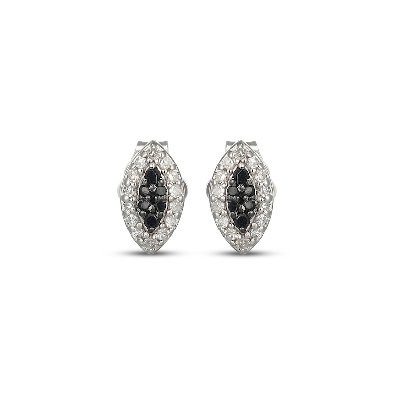 Main Image 2 of Black & White Multi-Diamond Marquise-Shaped Stud Earrings 1/8 ct tw Sterling Silver