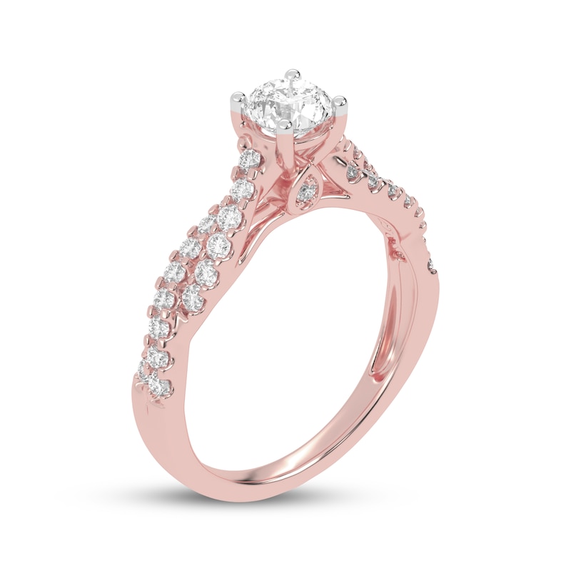 Main Image 2 of Now + Forever Lab-Grown Diamonds Round-Cut Twist Shank Engagement Ring 7/8 ct tw 14K Rose Gold