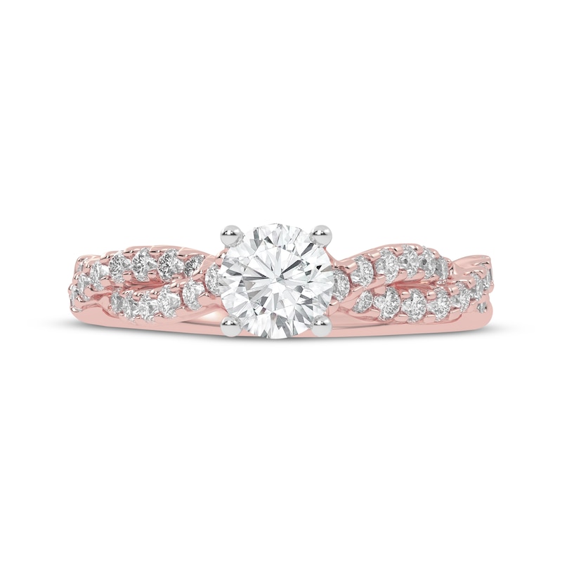 Main Image 3 of Now + Forever Lab-Grown Diamonds Round-Cut Twist Shank Engagement Ring 7/8 ct tw 14K Rose Gold